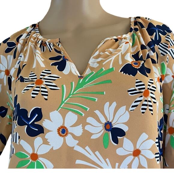 CABI ISLAND BLOUSE‎  2023 FLORAL S LONG GATHERED SLEEVES WITH SMOCKING-PULLOVER - Picture 3 of 12